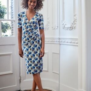 Boden Ruth wrap dress sz 6 long blue floral midi